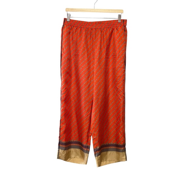 J. Crew Pants - J CREW pull-on silk pant in red chains print Size 12